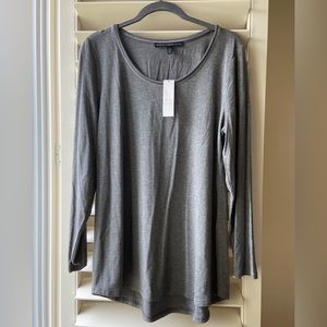 WHBM womens LS tee Large Petite GRAY scoop neck BNWT White House Black Market